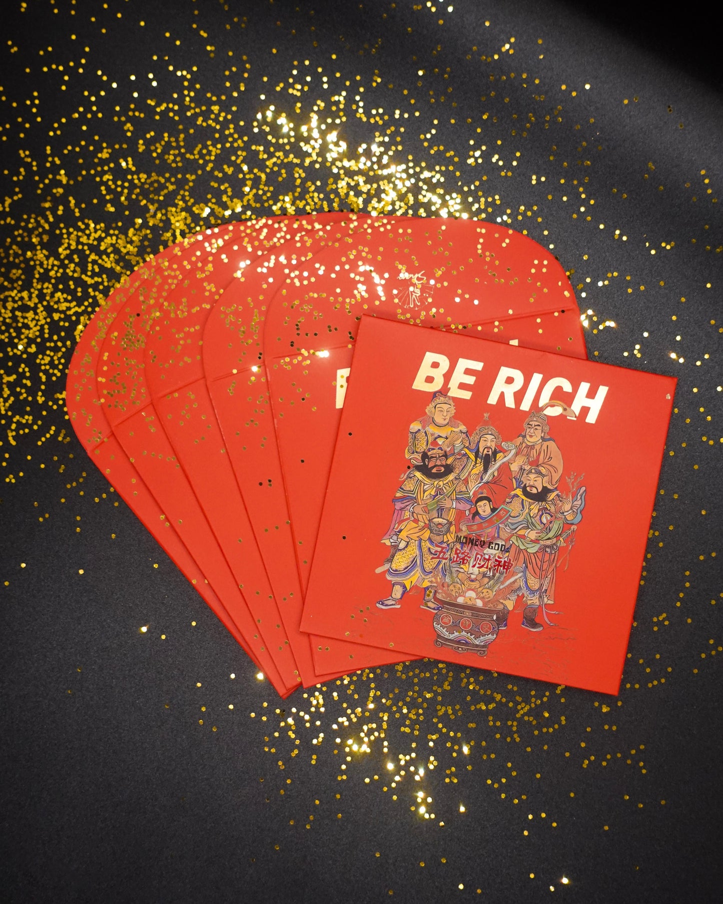 BE RICH - 5 Money Gods Red Envelopes (6pc)